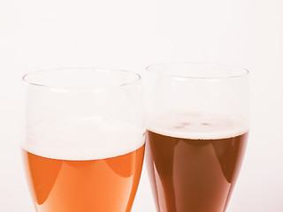 Image showing Retro looking Two glasses of German beer