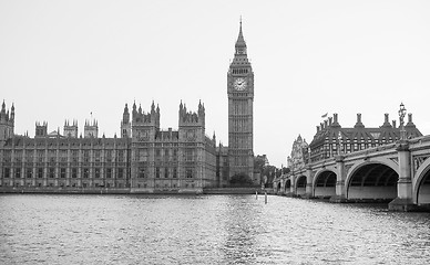 Image showing Black and white Houses of Parliament in London