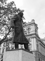 Image showing Black and white Churchill statue in London