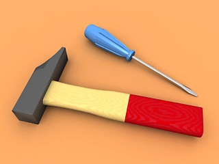 Image showing hammer and screwdriver