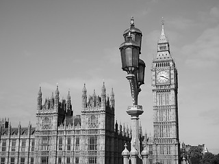 Image showing Black and white Houses of Parliament in London