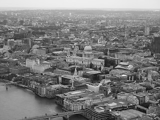 Image showing Black and white Aerial view of London