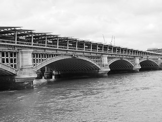 Image showing Black and white Blackfriars bridge in London