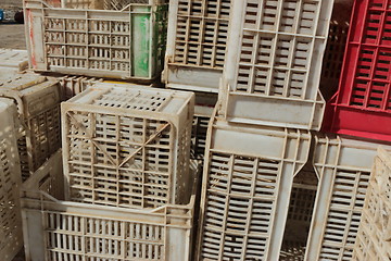 Image showing Old empty plastic crates_5759