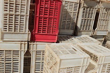 Image showing Old empty plastic crates_5760