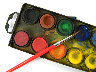 Image showing brush and watercolor box
