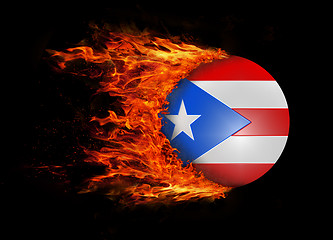 Image showing Flag with a trail of fire - Puerto Rico