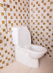Image showing Old clean toilet with old tiles