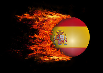 Image showing Flag with a trail of fire - Spain