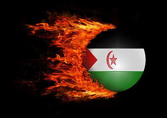 Image showing Flag with a trail of fire - Western Sahara