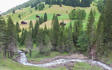 Image showing Typical houses in the Swiss alps