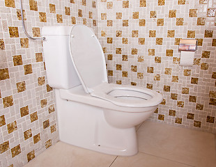 Image showing Old clean toilet with old tiles