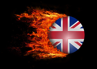 Image showing Flag with a trail of fire - United Kingdom