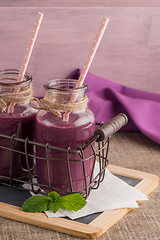 Image showing Fresh red fruits smoothie