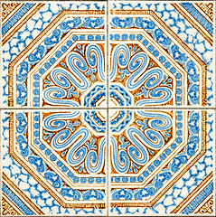 Image showing Traditional Portuguese glazed tiles