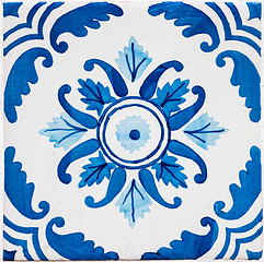 Image showing Traditional Portuguese glazed tiles