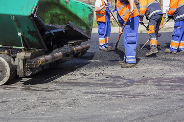 Image showing Workers on Asphalting road 