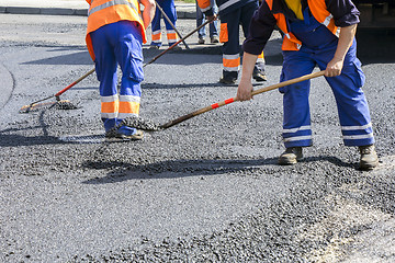 Image showing Workers on Asphalting road 