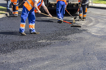 Image showing Workers on Asphalting road 