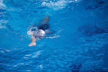 Image showing swimmer excercise on indoor swimming poo