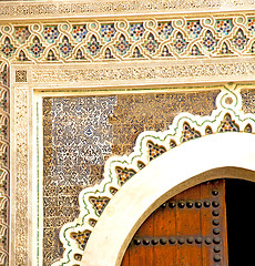 Image showing historical blue  in  antique building door morocco      style af