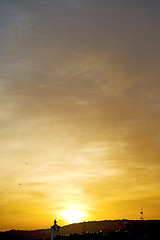 Image showing light  the sunrise in  colored sky  abstract background