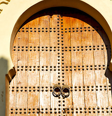 Image showing historical in  antique building door morocco style africa   wood