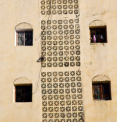 Image showing  window in morocco africa and old construction wal brick histori