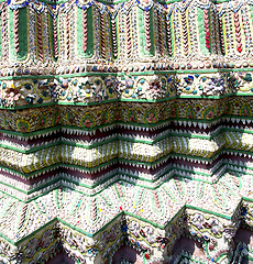 Image showing  bangkok thailand abstract cross colored column   wall temple