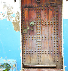 Image showing historical blue  in  antique building door morocco      style af