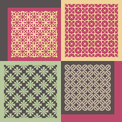 Image showing Set of four seamless patterns. Vintage geometric ornaments. 