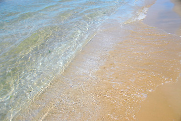 Image showing Beach wave sand