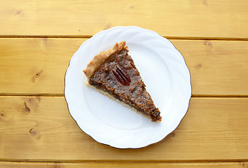 Image showing Portion of traditional pecan pie