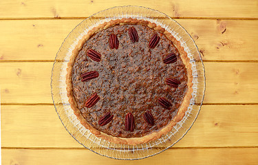 Image showing Freshly baked home-made pecan pie