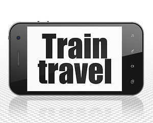 Image showing Tourism concept: Smartphone with Train Travel on display
