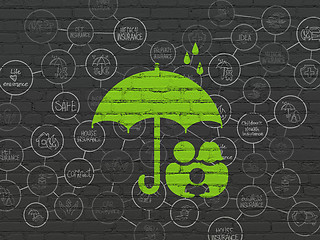 Image showing Insurance concept: Umbrella on wall background