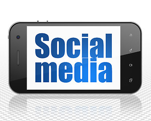 Image showing Social media concept: Smartphone with Social Media on display