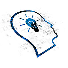 Image showing Finance concept: Head With Lightbulb on Digital background