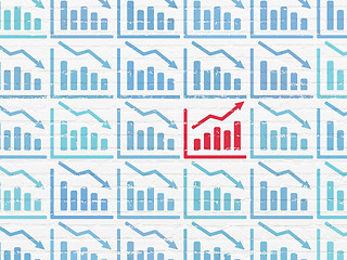 Image showing Business concept: growth graph icon on wall background