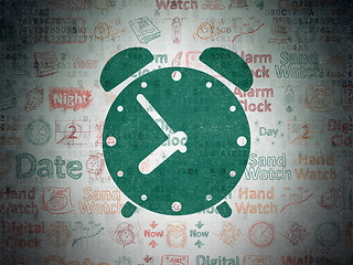 Image showing Timeline concept: Alarm Clock on Digital Paper background