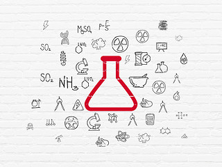 Image showing Science concept: Flask on wall background