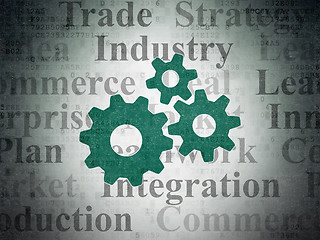 Image showing Finance concept: Gears on Digital Paper background