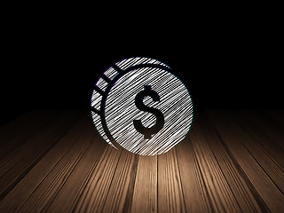 Image showing Banking concept: Dollar Coin in grunge dark room