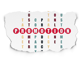 Image showing Advertising concept: word Promotion in solving Crossword Puzzle