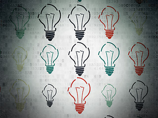 Image showing Finance concept: Light Bulb icons on Digital Paper background