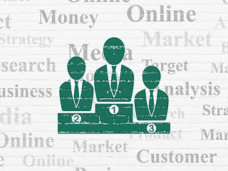 Image showing Marketing concept: Business Team on wall background