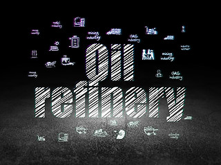 Image showing Industry concept: Oil Refinery in grunge dark room