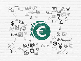 Image showing Currency concept: Euro Coin on wall background