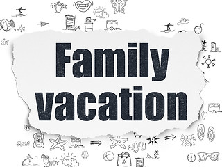 Image showing Vacation concept: Family Vacation on Torn Paper background