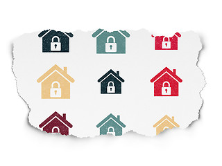 Image showing Business concept: Home icons on Torn Paper background